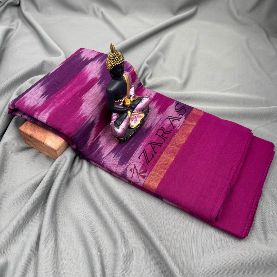 Bharatanatyam Dance Practice Saree - Violet Purple Mixed Ikkat Saree image 1