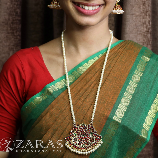 Bharatanatyam Dance Jewellery Haaram - 1 Line Beads RG Kemp Padakam (Muthu Maalai) image 0