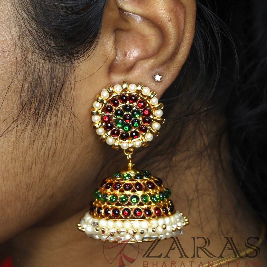 Bharatanatyam Dance Jewellery - Jimiki with Kammal Kemp 4 L RG image 0