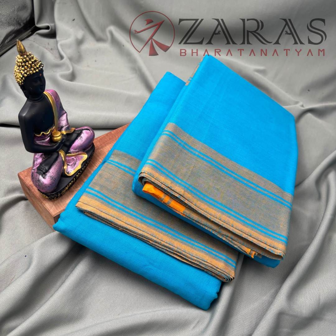 Bharatanatyam Dance Practice Saree - Light Blue Plain Border image 2