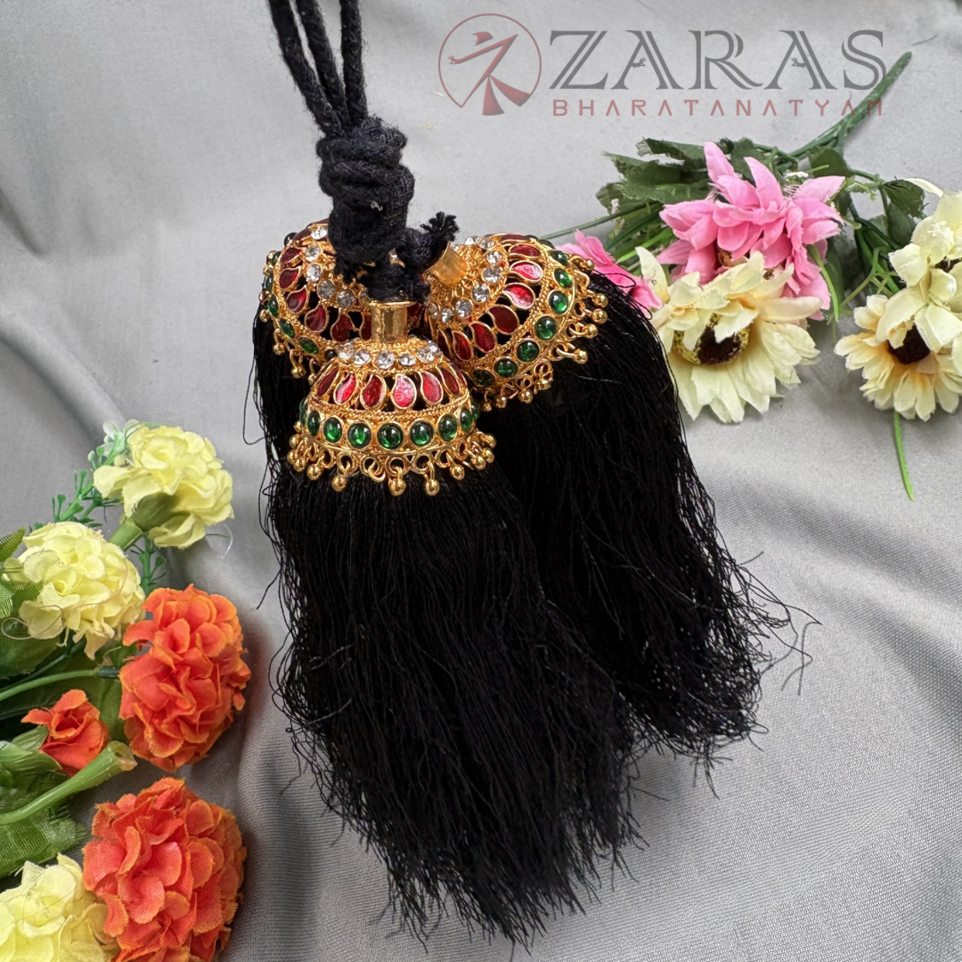 Bharatanatyam Dance Jewellery - Kunjalam Kemp 3 Line Hair Type image 1