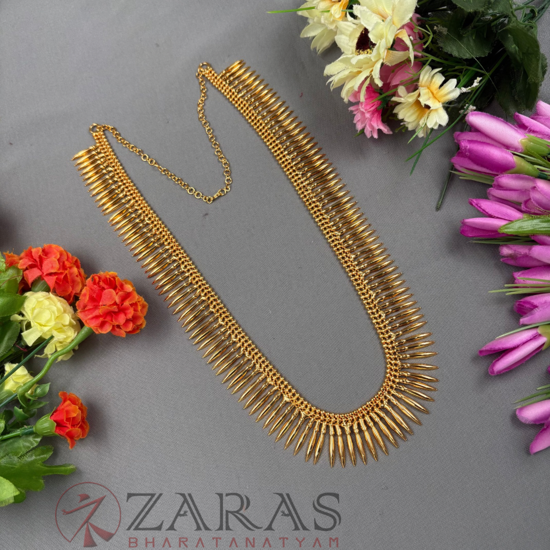 Bharatanatyam Dance Jewellery Haaram - Gold Kuchi  Maalai / Long Haaram image 0