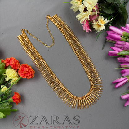 Bharatanatyam Dance Jewellery Haaram - Gold Kuchi  Maalai / Long Haaram image 0