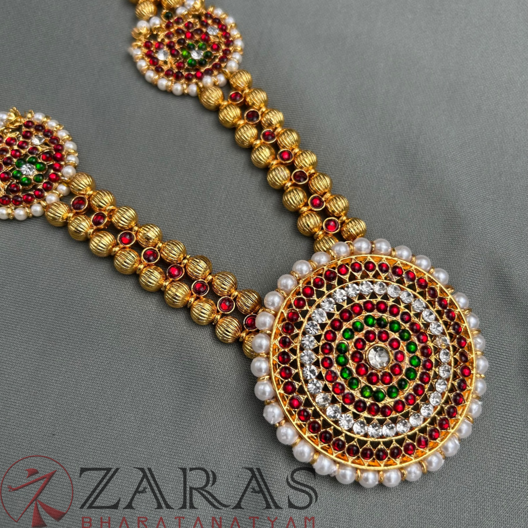 Bharatanatyam Dance Jewellery - Round with Moon Balls RG Kemp CS Haaram / Long Chain image 1