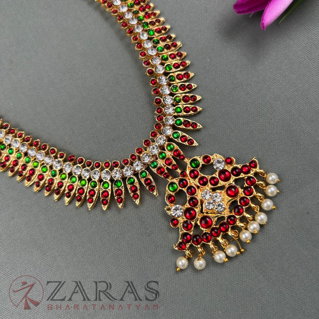 Bharatanatyam Dance Jewellery Haaram - Kuchi Flower RG Kemp Maalai / Long image 2