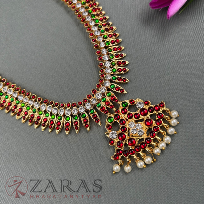 Bharatanatyam Dance Jewellery Haaram - Kuchi Flower RG Kemp Maalai / Long image 2