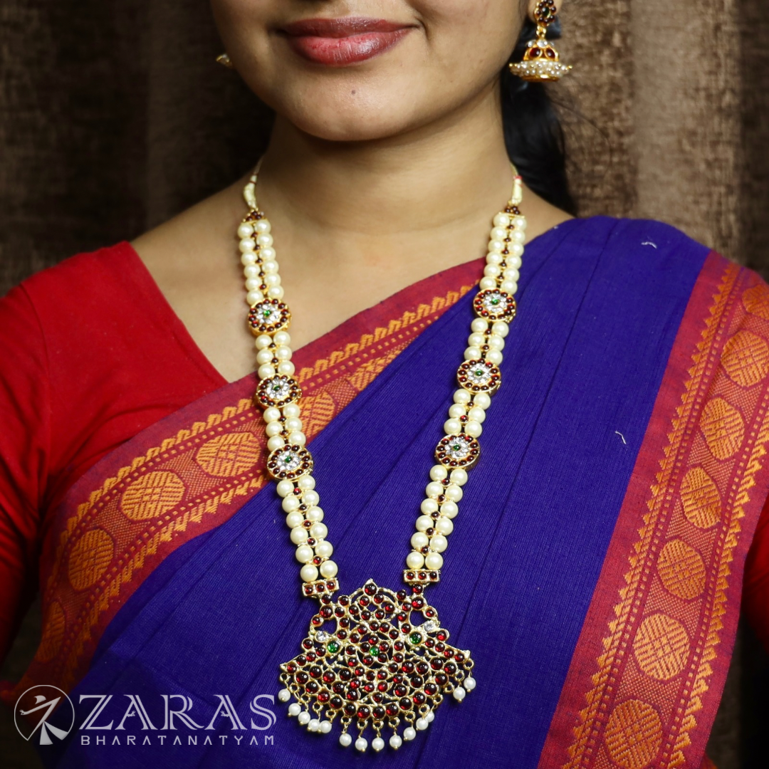 Bharatanatyam Dance Jewellery - Padak with Beads RG Kemp Haaram / Long Chain image 0