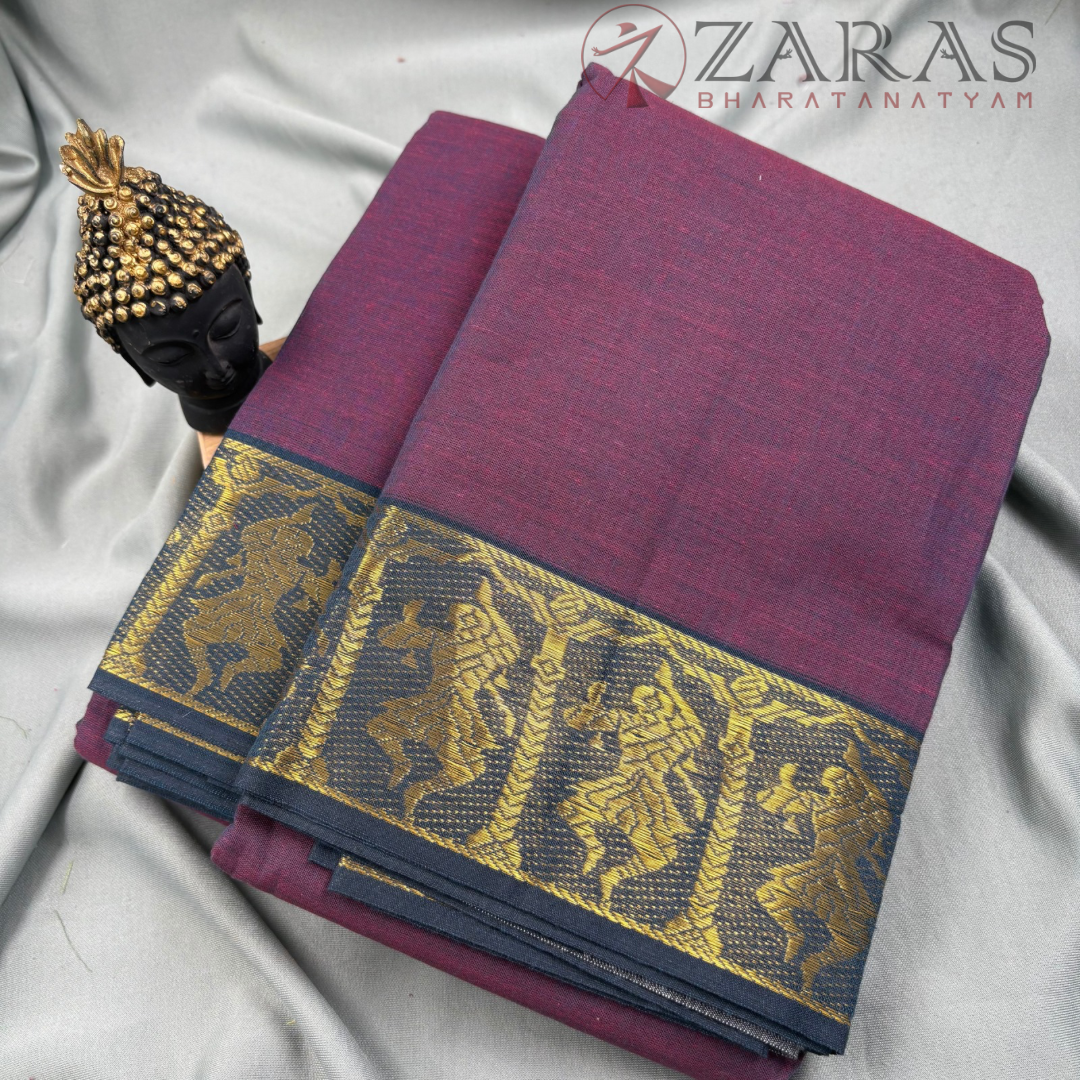 Bharatanatyam Dance Practice Saree - Wine Mix Black Doll Border image 1