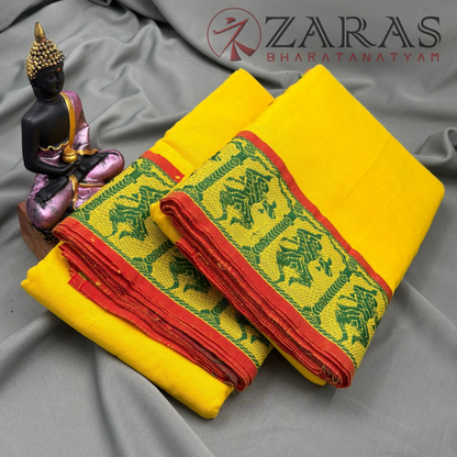 Bharatanatyam Dance Practice Saree - L Yellow Green Doll Border image 2