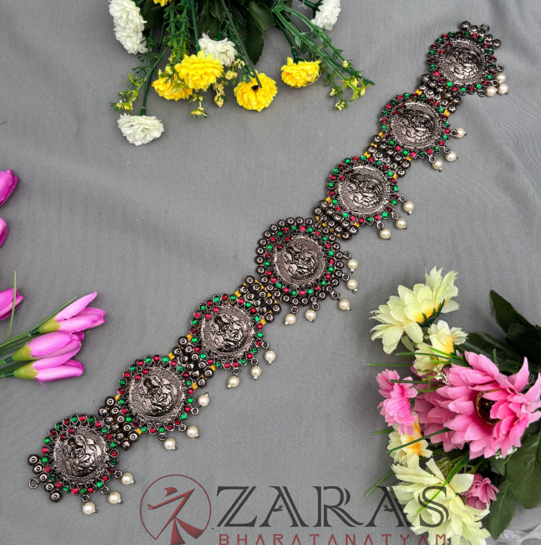 Bharatanatyam Dance Jewellery Black - Round Lakshmi RG Kemp Beads Hip Belt (Ottiyanam) image 1
