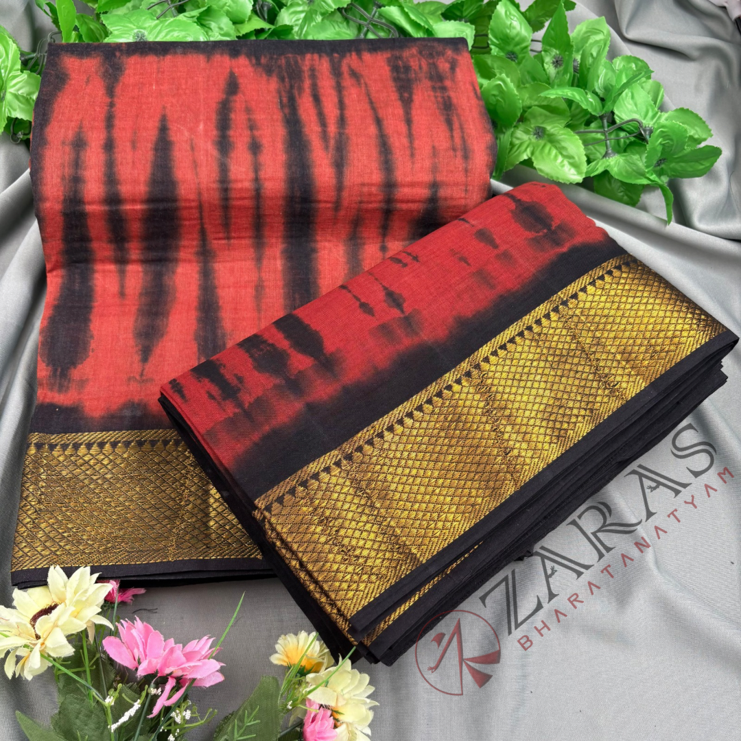 Bharatanatyam Dance Practice Saree - Brown with Black Double color Saree with Blouse Material image 1