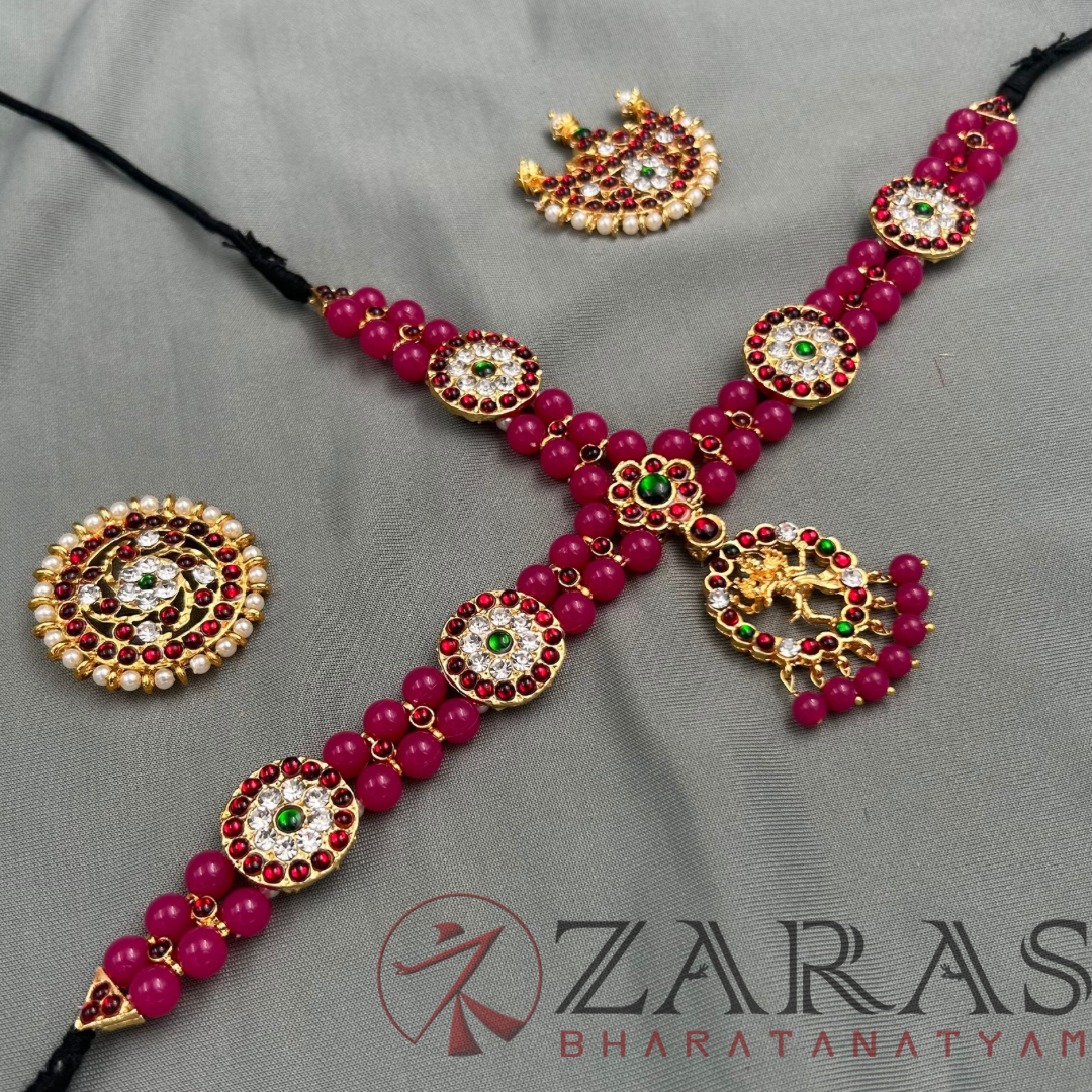 Bharatanatyam Dance Jewellery - Nataraj & Pink Pearls RG Kemp image 1