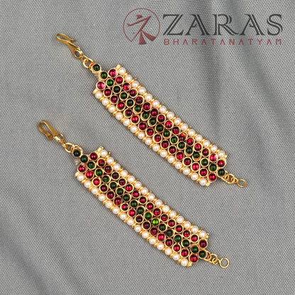Bharatanatyam Dance Jewellery - Maatal 3 Lines Centre Green Kemp image 2