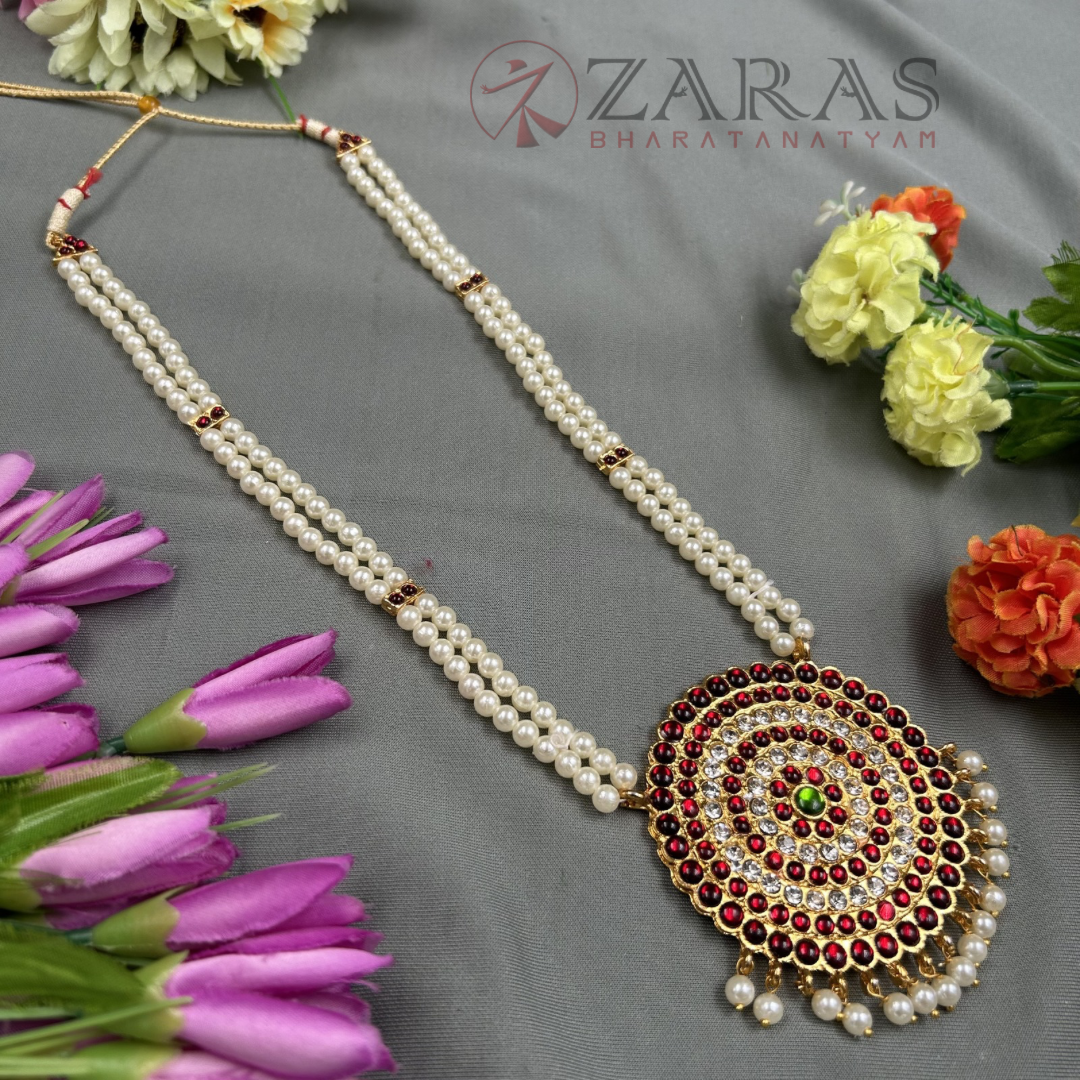 Bharatanatyam Dance Jewellery - 2L Beads Flower CS Kemp RG Haaram / Long Chain image 1