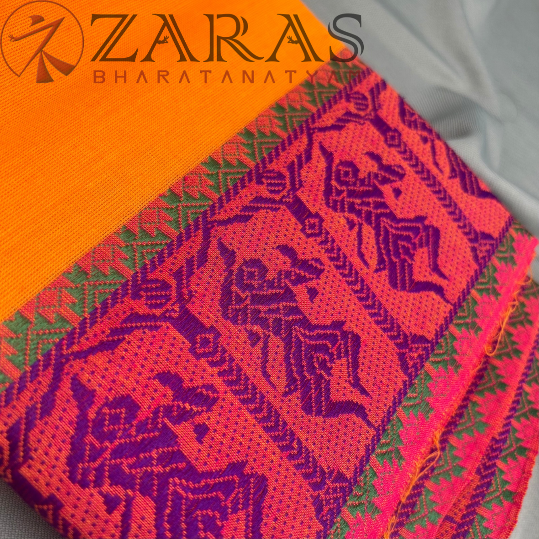 Bharatanatyam Dance Practice Saree - Mango Yellow Vio Doll Border image 1