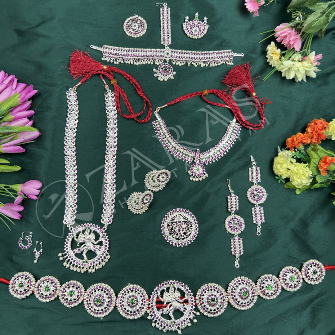 Bharatanatyam Dance Jewellery Silver - Full Set Kemp Kuchi Beads RGS image 0