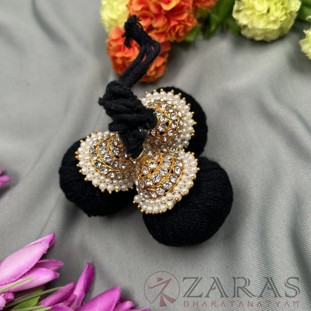 Bharatanatyam Dance Jewellery - W Stone Kunjalam 3 Line Thread Type image 3