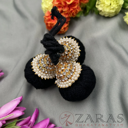 Bharatanatyam Dance Jewellery - W Stone Kunjalam 3 Line Thread Type image 3