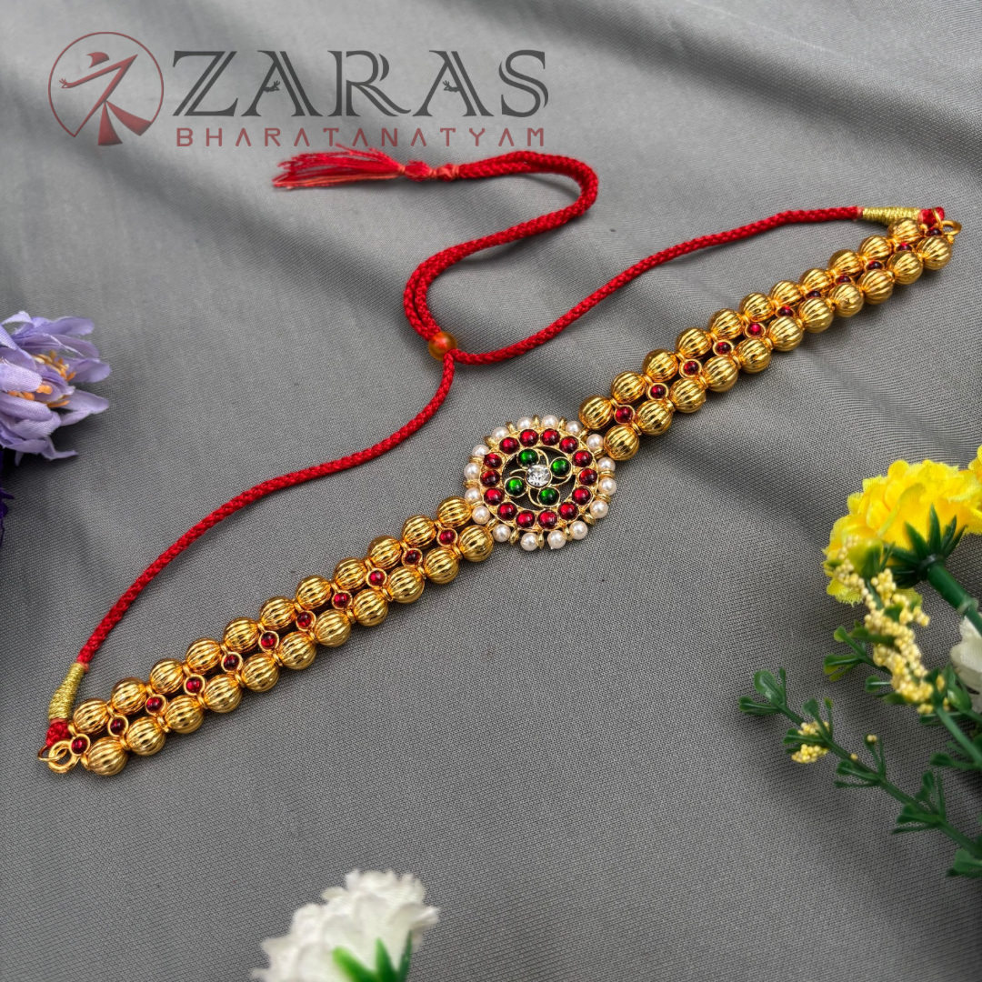 Bharatanatyam Dance Jewellery - 2L Gold Balls Choker Round 1S Kemp image 2