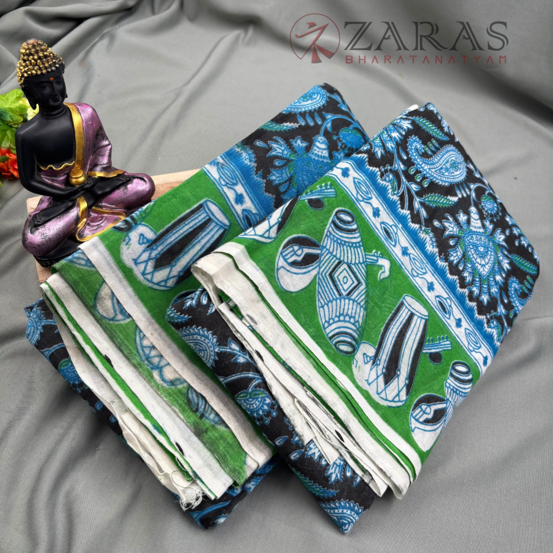 Bharatanatyam Dance Practice Saree - Blue with Green Kalamkari Saree image 1