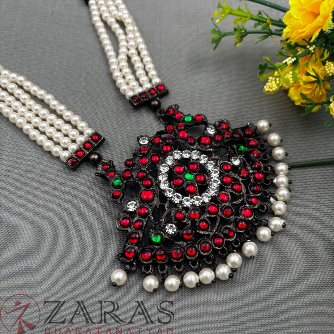Bharatanatyam Dance Jewellery Black - 4 Lines Bea & Padak CS RG kemp Haaram image 0