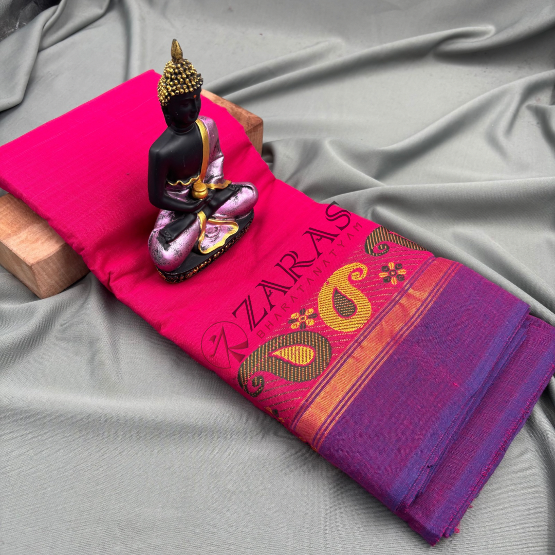 Bharatanatyam Dance Practice Saree - Pink Violet Manga Border image 1