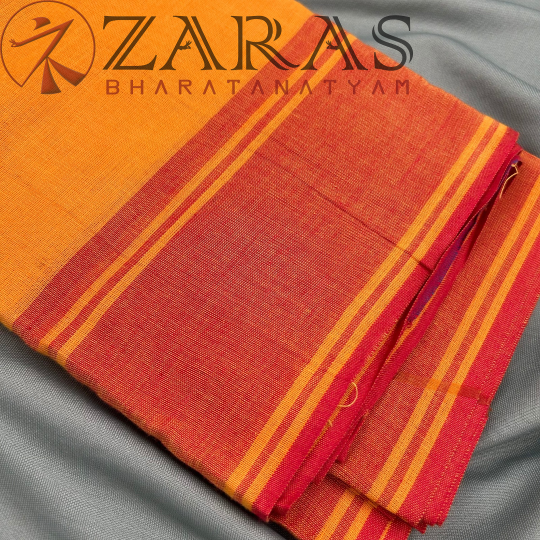 Bharatanatyam Dance Practice Saree - M Yellow Red Plain Border image 1