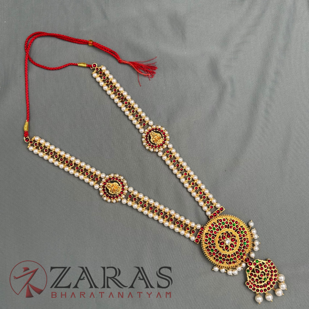 Bharatanatyam Dance Jewellery - Haaram Si kemp Ba Pe Round image 2