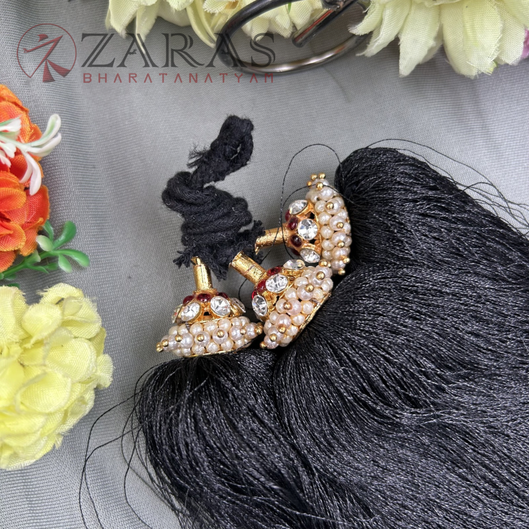 Bharatanatyam Dance Jewellery - Kemp Kunjalam 2 Line Hair Type image 0