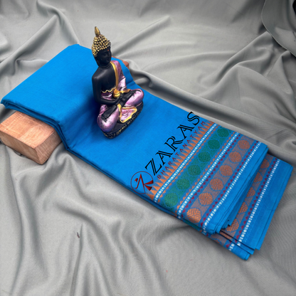 Bharatanatyam Dance Practice Saree - Blue GY Single Coin Border image 1