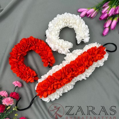 Bharatanatyam Dance Cloth Flower Set (3 in 1) + 1 White + Orange (SS Fold) - Option: 2 image