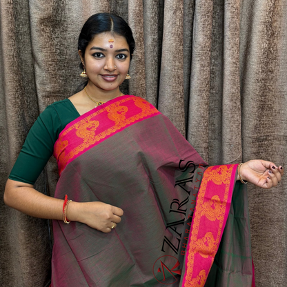 Bharatanatyam Dance Practice Saree - D Shade Peacock Border image 0