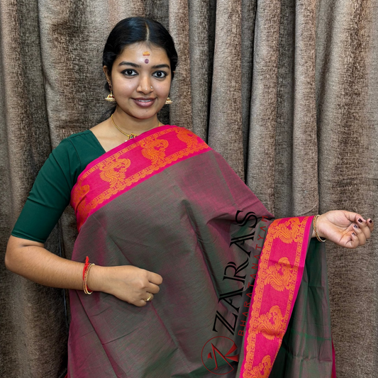 Bharatanatyam Dance Practice Saree - D Shade Peacock Border image 0