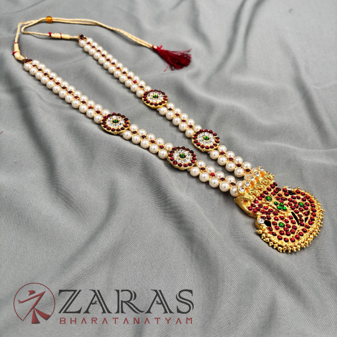 Bharatanatyam Dance Jewellery - Haaram Snake Design Kemp Do Beeds image 3