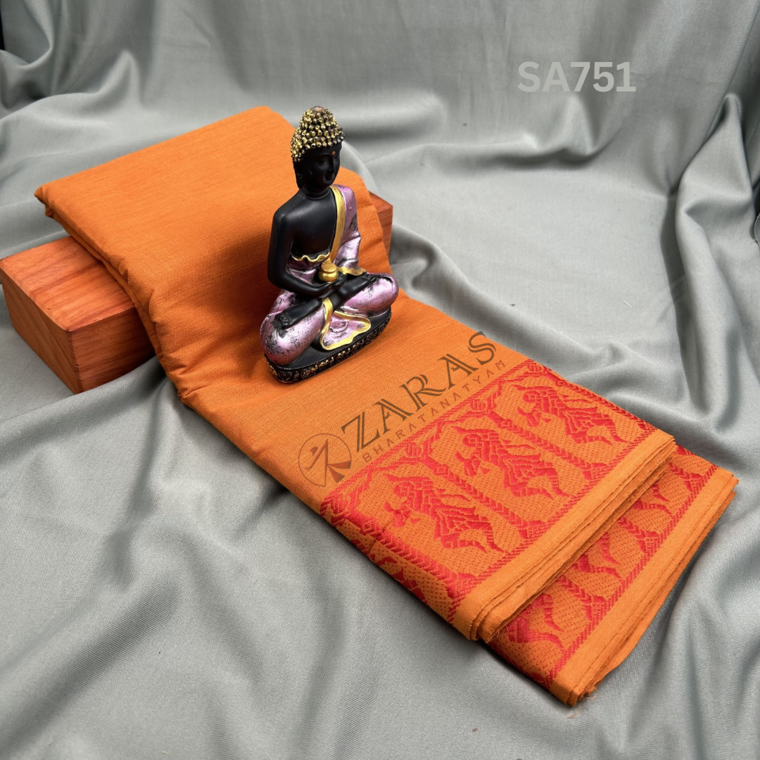 Bharatanatyam Dance Practice Saree - Brown With Red Doll Border image 0