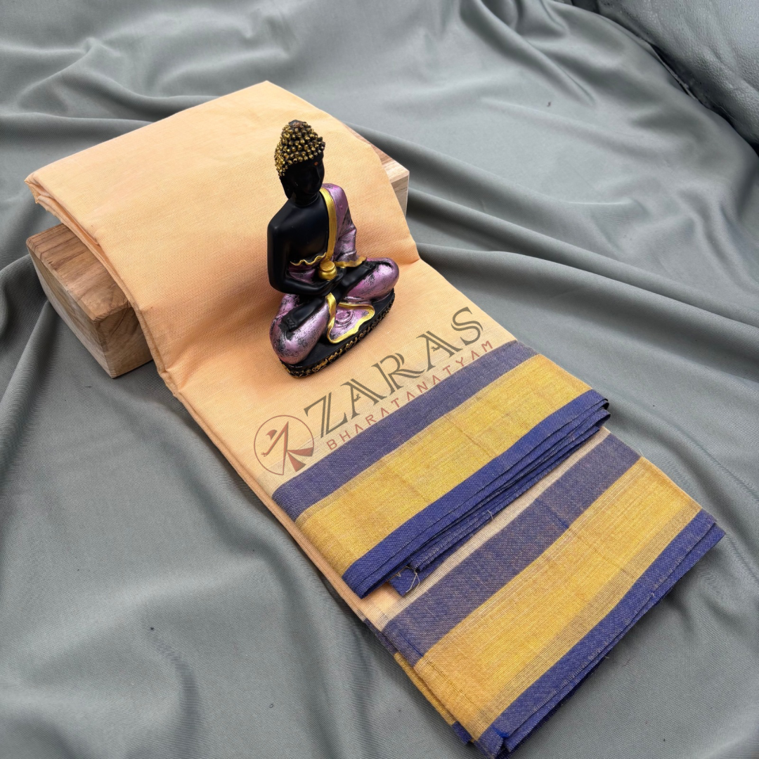 Bharatanatyam Dance Practice Saree - Sandal with Blue Plain Border image 0