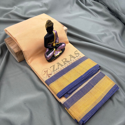 Bharatanatyam Dance Practice Saree - Sandal with Blue Plain Border image 0