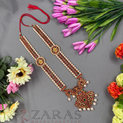 Bharatanatyam Dance Jewellery Haaram - Lakshmi RG Kemp Maalai / Long Beads image 0