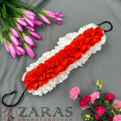 Bharatanatyam Dance Cloth Flower Set (3 in 1) + 1 White + Orange (SS Fold) - Option: 3 image