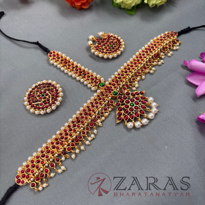 Bharatanatyam Dance Jewellery - Headset C Leaf RG Kemp Beads CS image 1