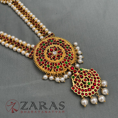 Bharatanatyam Dance Jewellery - Haaram Si kemp Ba Pe Round image 3