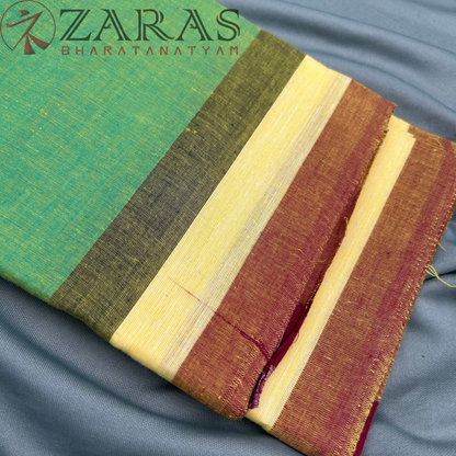 Bharatanatyam Dance Practice Saree - Pear Green Triple Border image 1