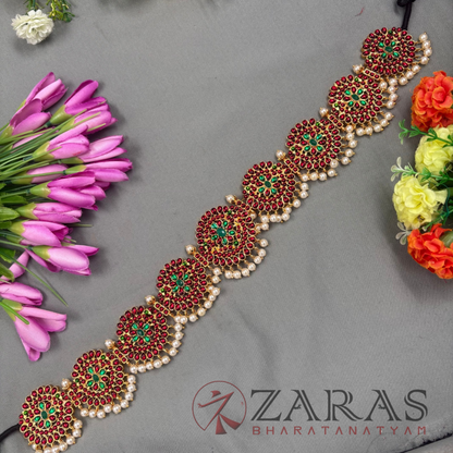 Bharatanatyam Dance Jewellery - Round Flower Hip Belt RG Kemp (Ottiyanam) image 0