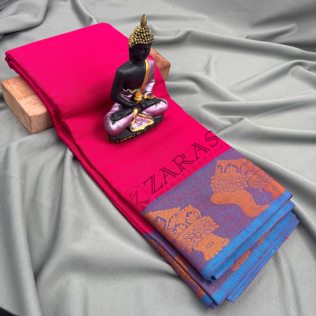 Bharatanatyam Dance Practice Saree - Pink Mus Salangai Border image 1