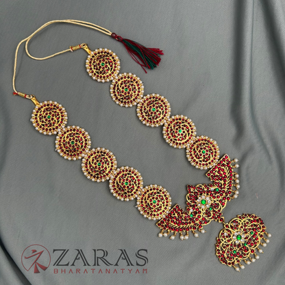 Bharatanatyam Dance Jewellery - 5 Round with Pea Pearls RG Kemp Haaram image 2