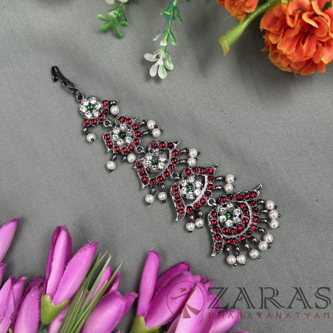 Bharatanatyam Dance Jewellery Black - Flower Step Netti Chutti RG Kemp CS image 0