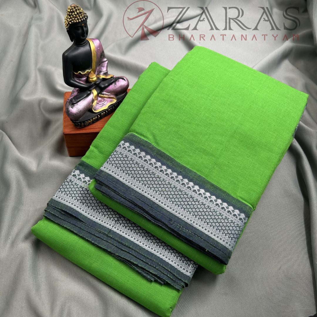 Bharatanatyam Dance Practice Saree - L Green with Blue Gopuram Border image 1