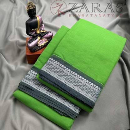 Bharatanatyam Dance Practice Saree - L Green with Blue Gopuram Border image 1