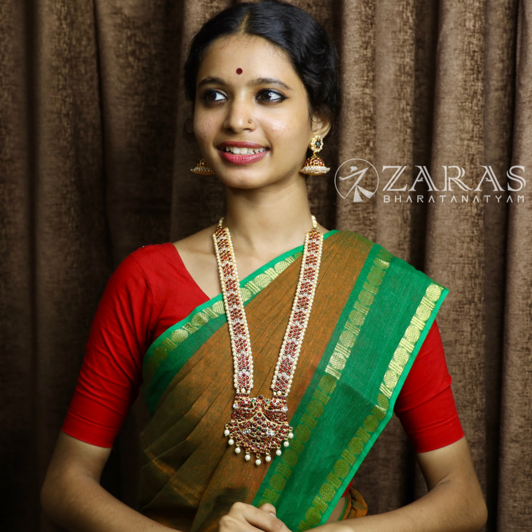 Bharatanatyam Dance Jewellery - SOW with Pea Pearls RG Kemp CS Haaram / Long Chain image 1