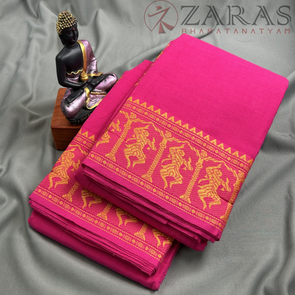 Bharatanatyam Dance Practice Saree - Pink with Gold Doll Border image 1